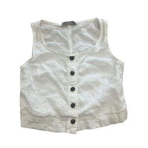 Everlane The Linen White Button-Front Crop Tank Top 🤍